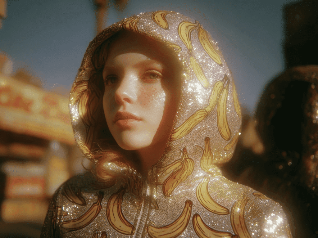 gorl wearing a nano banana costume